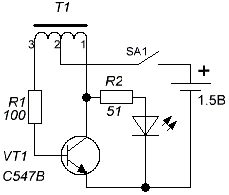 Простой светодиодный драйвер на транзисторе C547B