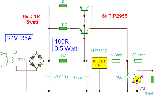 Мощный блок питания 12 вольт 30 ампер 500 Вт на транзисторах TIP2955