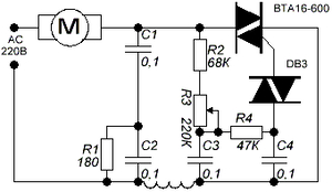 Регулятор оборотов электроинструмента на симисторе BTA16 - 600