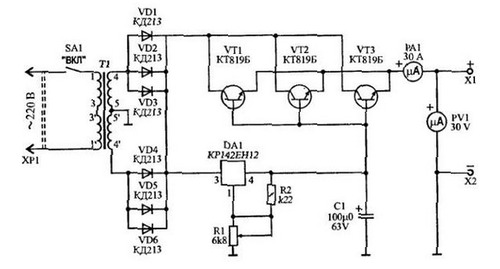 Мощный блок питания 1,5...30 вольт - 25 ампер на транзисторах КТ819Б