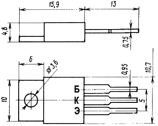 Цоколёвка транзистора КТ818, 2Т818